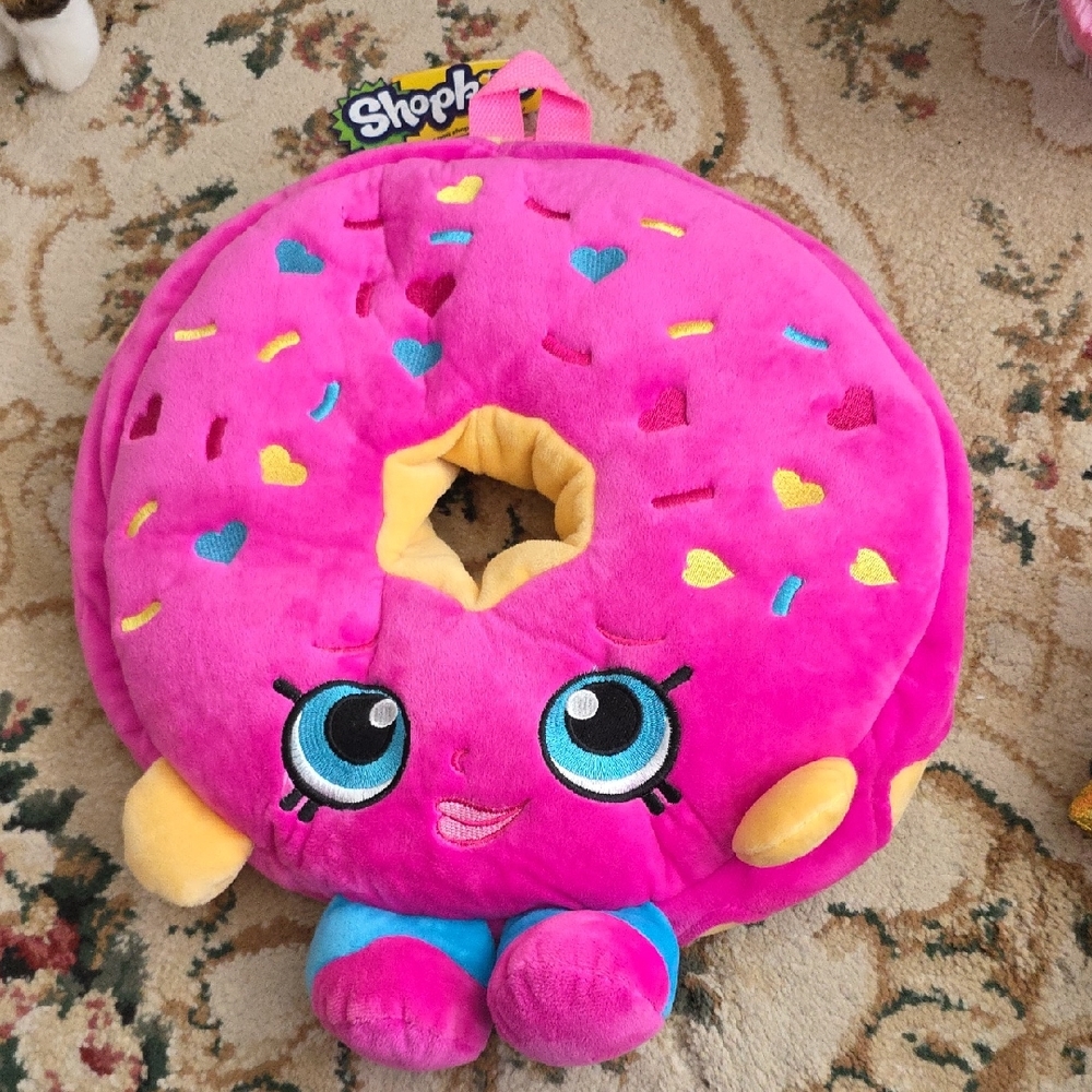 Shopkins Vibrant Pink Donut Plush with Blue Eyes